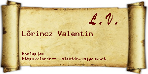 Lőrincz Valentin névjegykártya